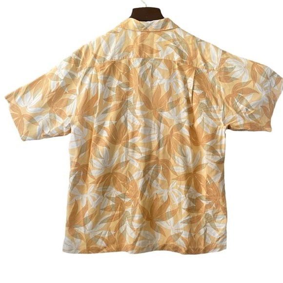 Vintage Tommy Bahama Silk Hawaiian Shirt Floral Aloha 90s y2k Mens M Orange - Picture 2 of 6
